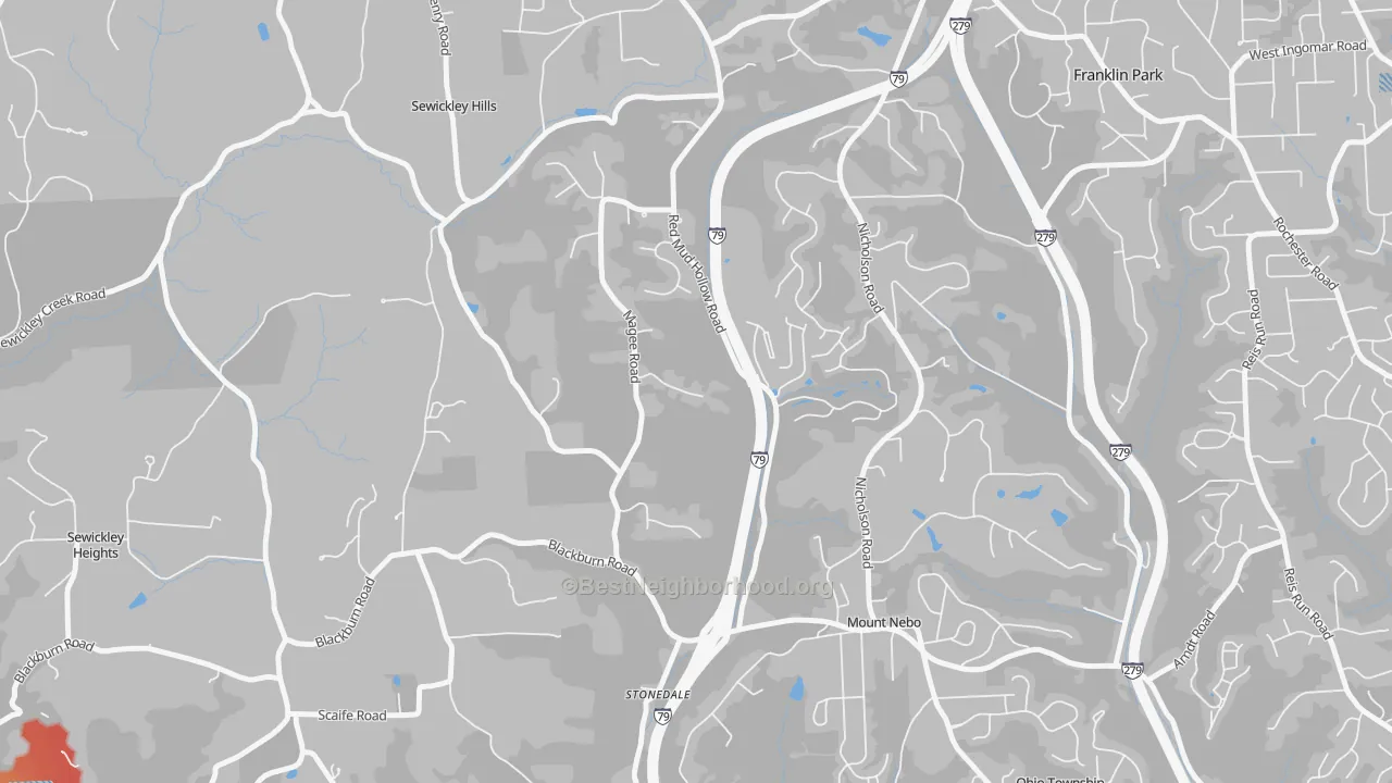 Transit Grade map of Sewickley Hills, PA