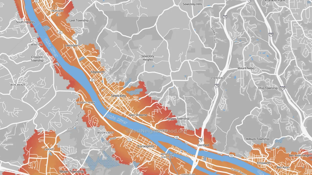 Transit Grade map of Sewickley, PA