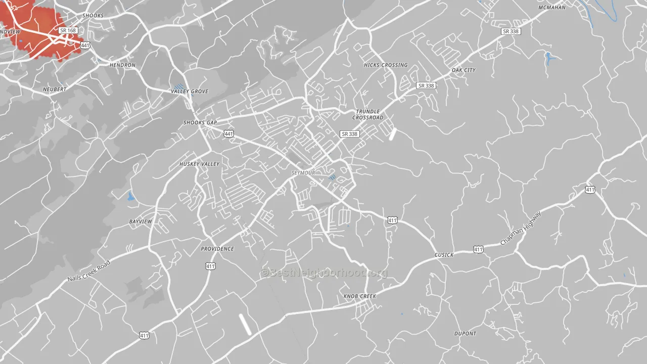 Transit Grade map of Seymour, TN