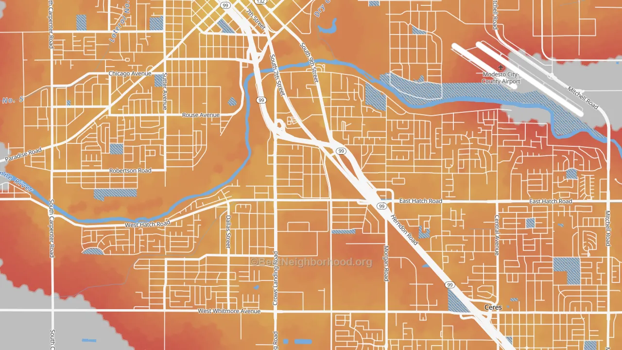 Transit Grade map of Shackelford, Modesto, CA