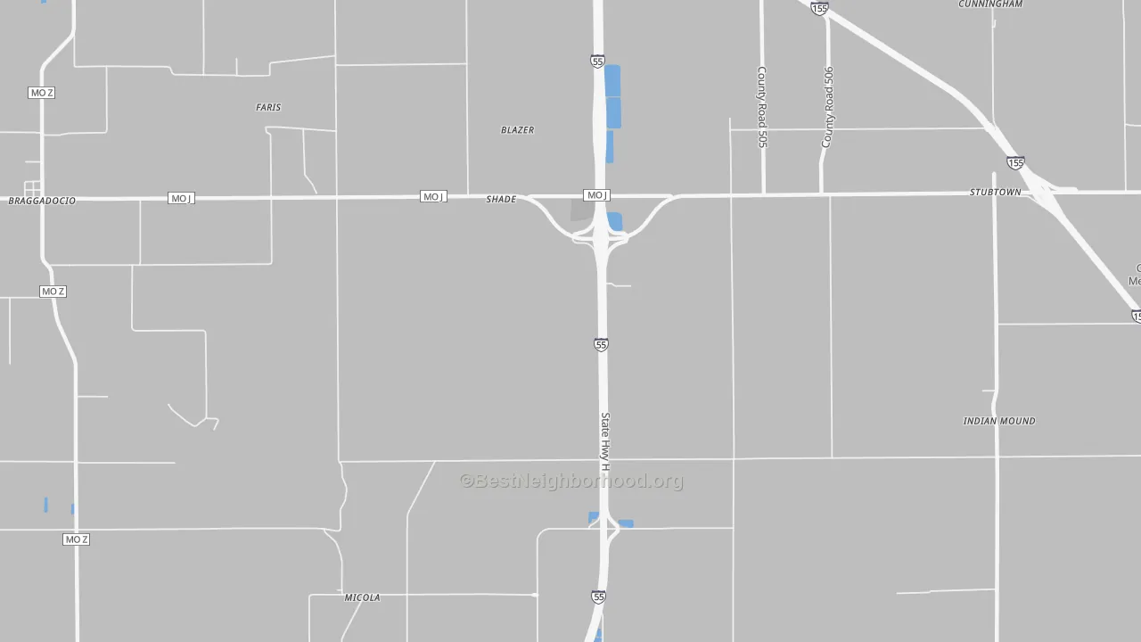 Transit Grade map of Shade, MO