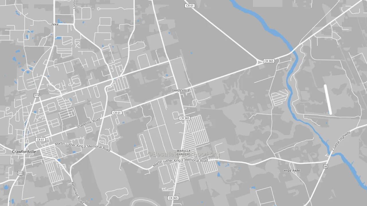 Transit Grade map of Shadeville, FL