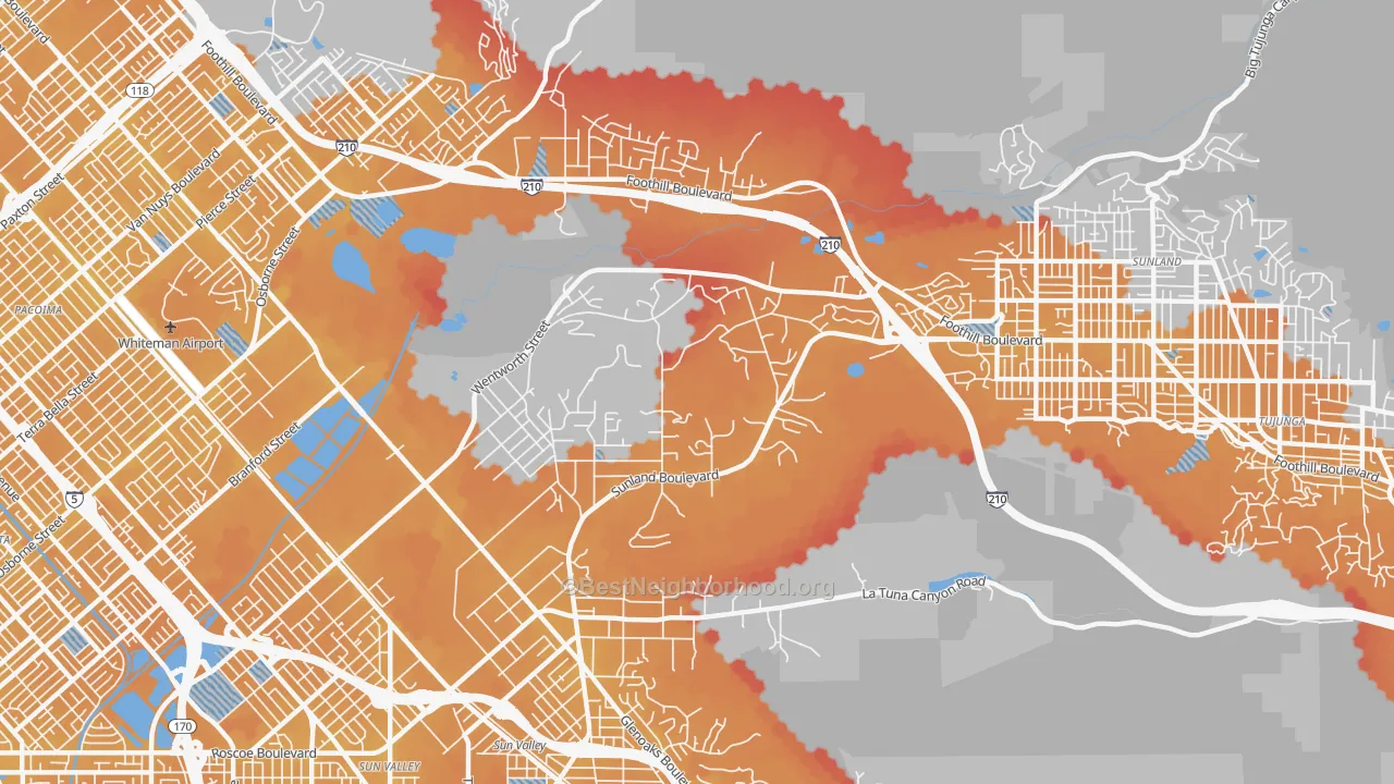 Transit Grade map of Shadow Hills, Sunland, CA