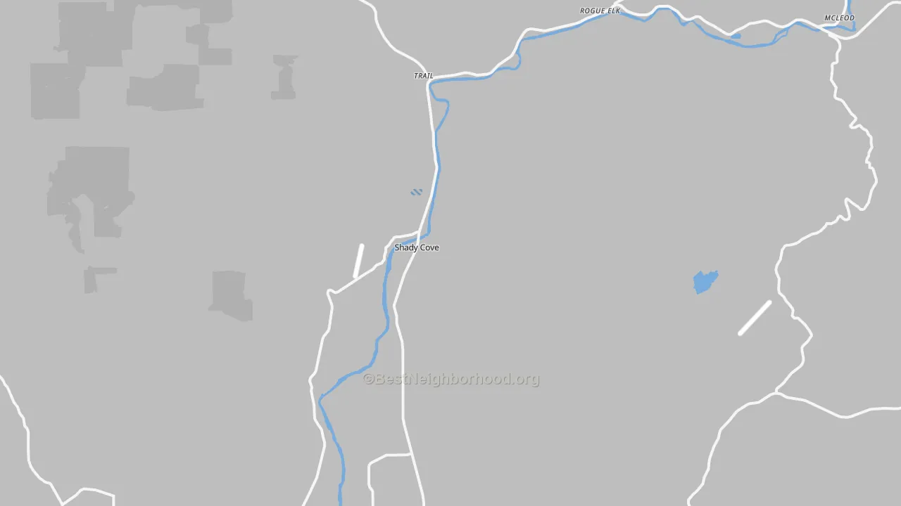 Transit Grade map of Shady Cove, OR