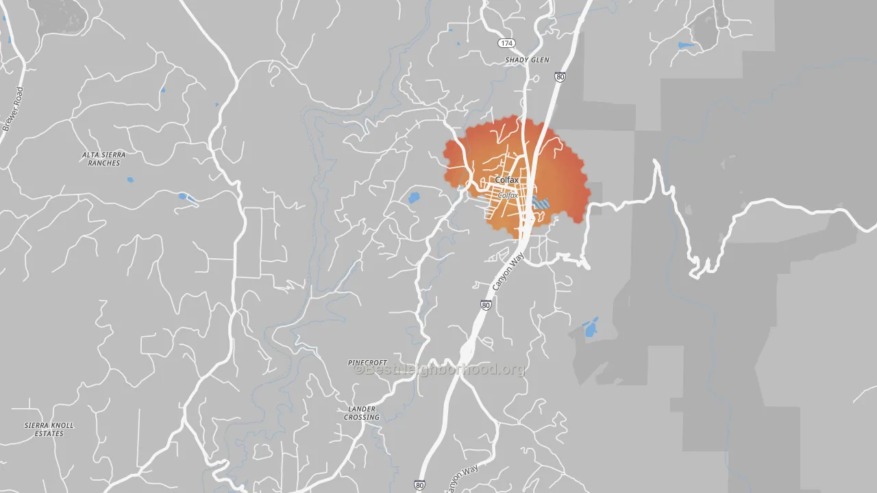 Transit Grade map of Shady Glen, CA