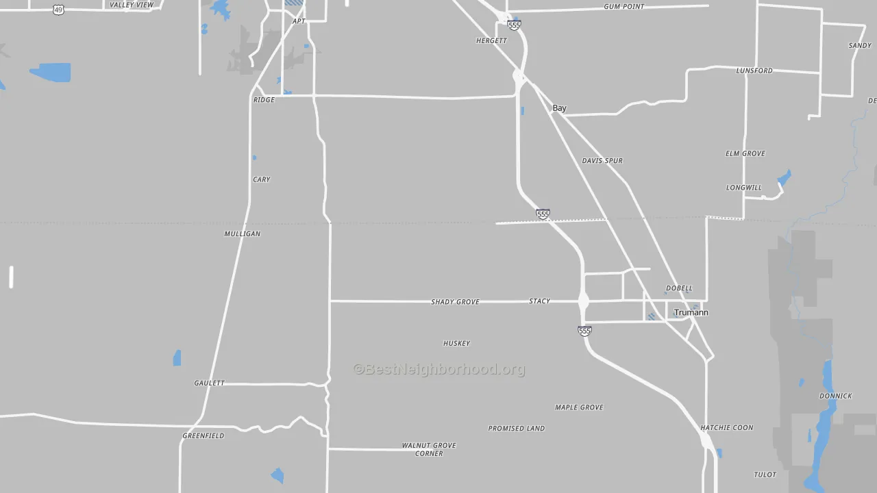 Transit Grade map of Shady Grove, AR