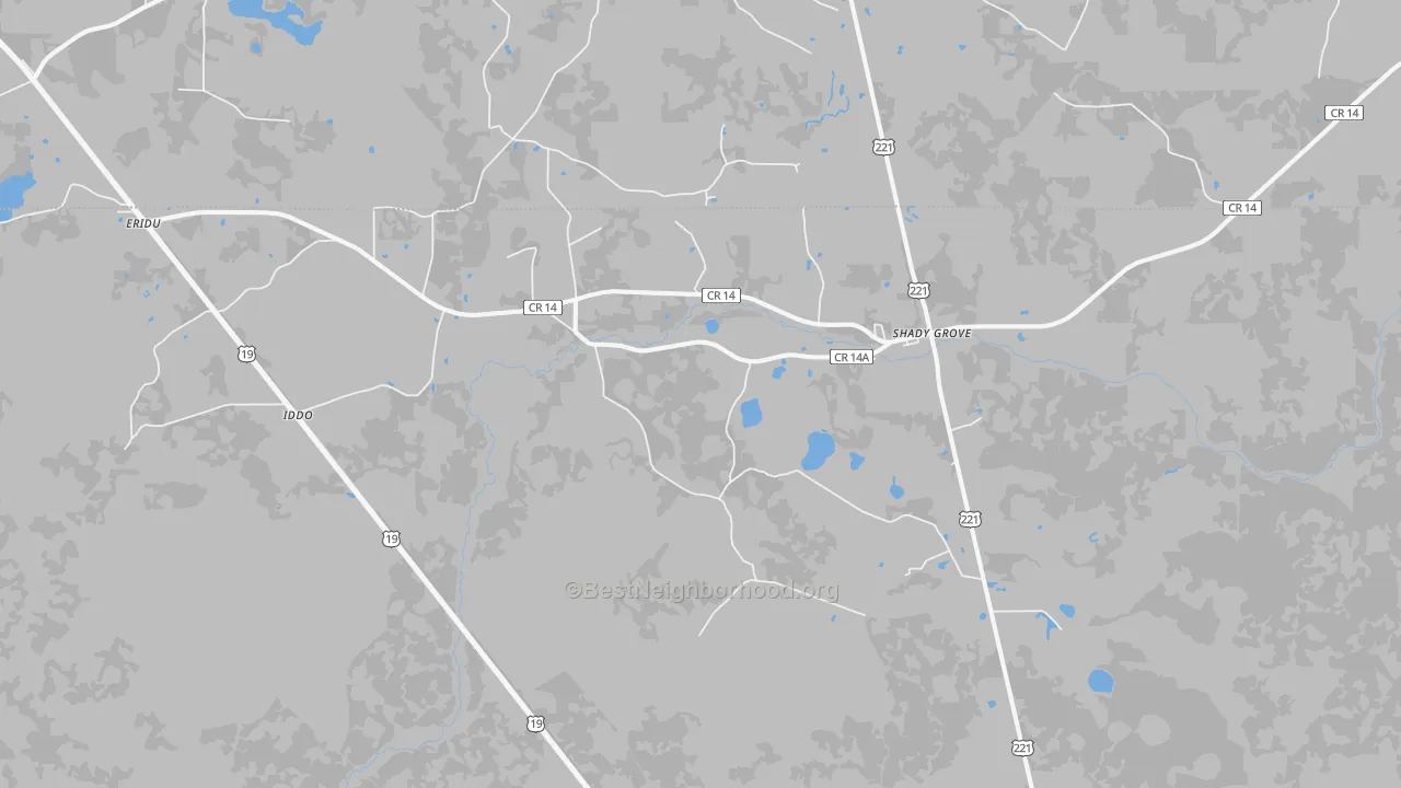 Transit Grade map of Shady Grove, FL
