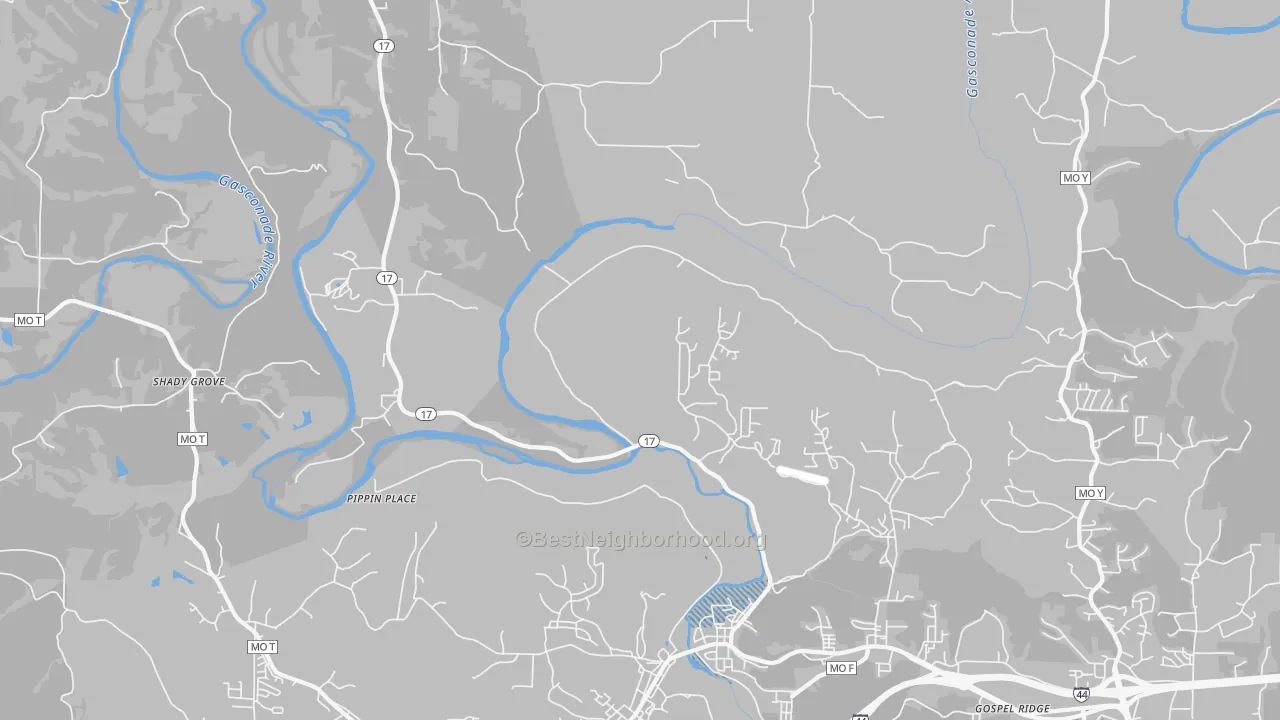Transit Grade map of Shady Grove, MO