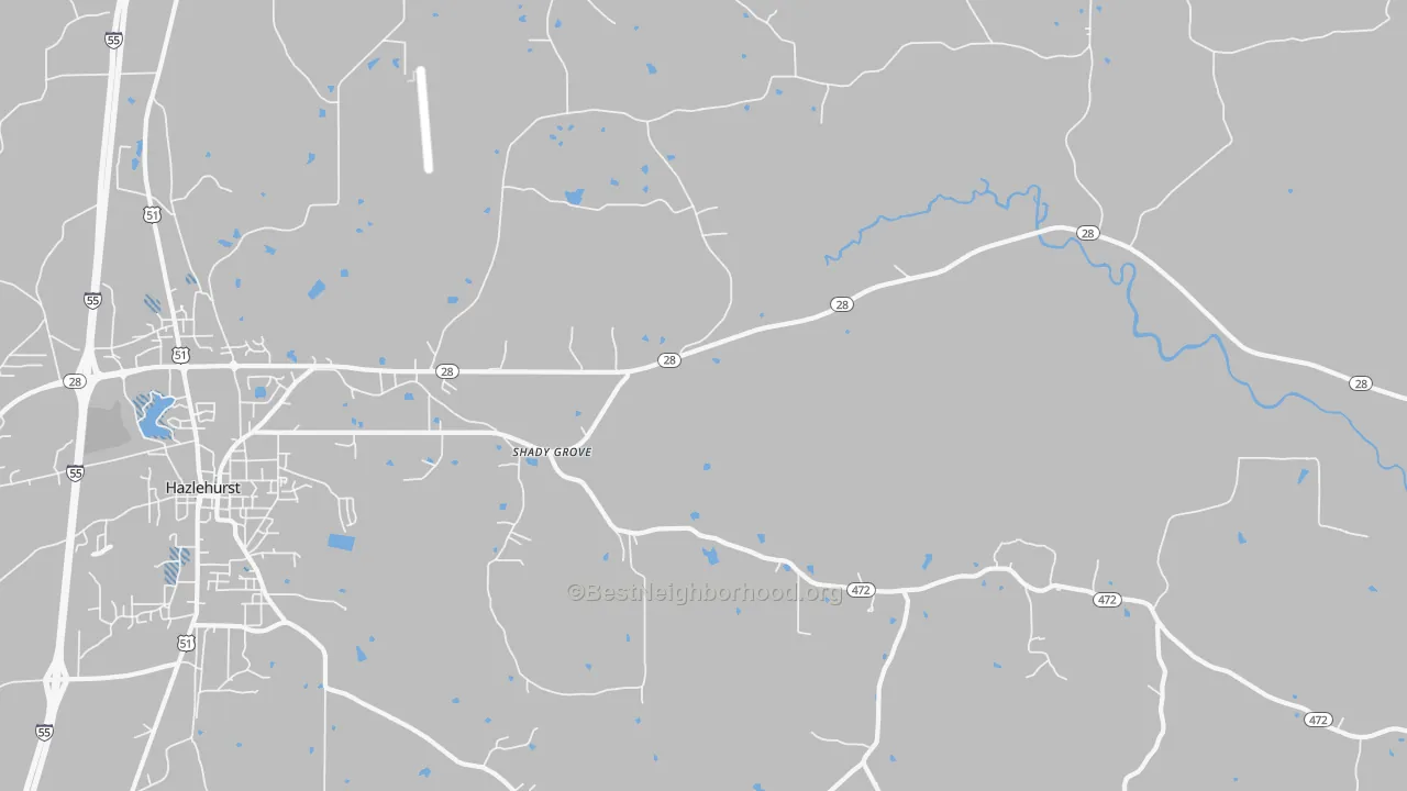Transit Grade map of Shady Grove, MS