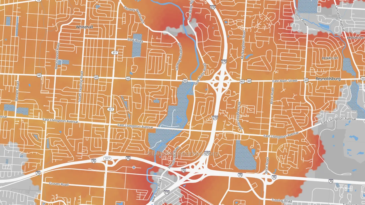 Transit Grade map of Shady Lane, Columbus, OH