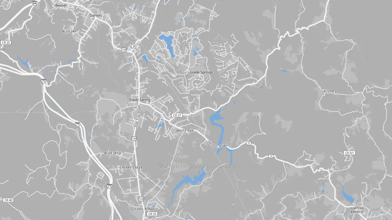 Transit Grade map of Shady Spring, WV