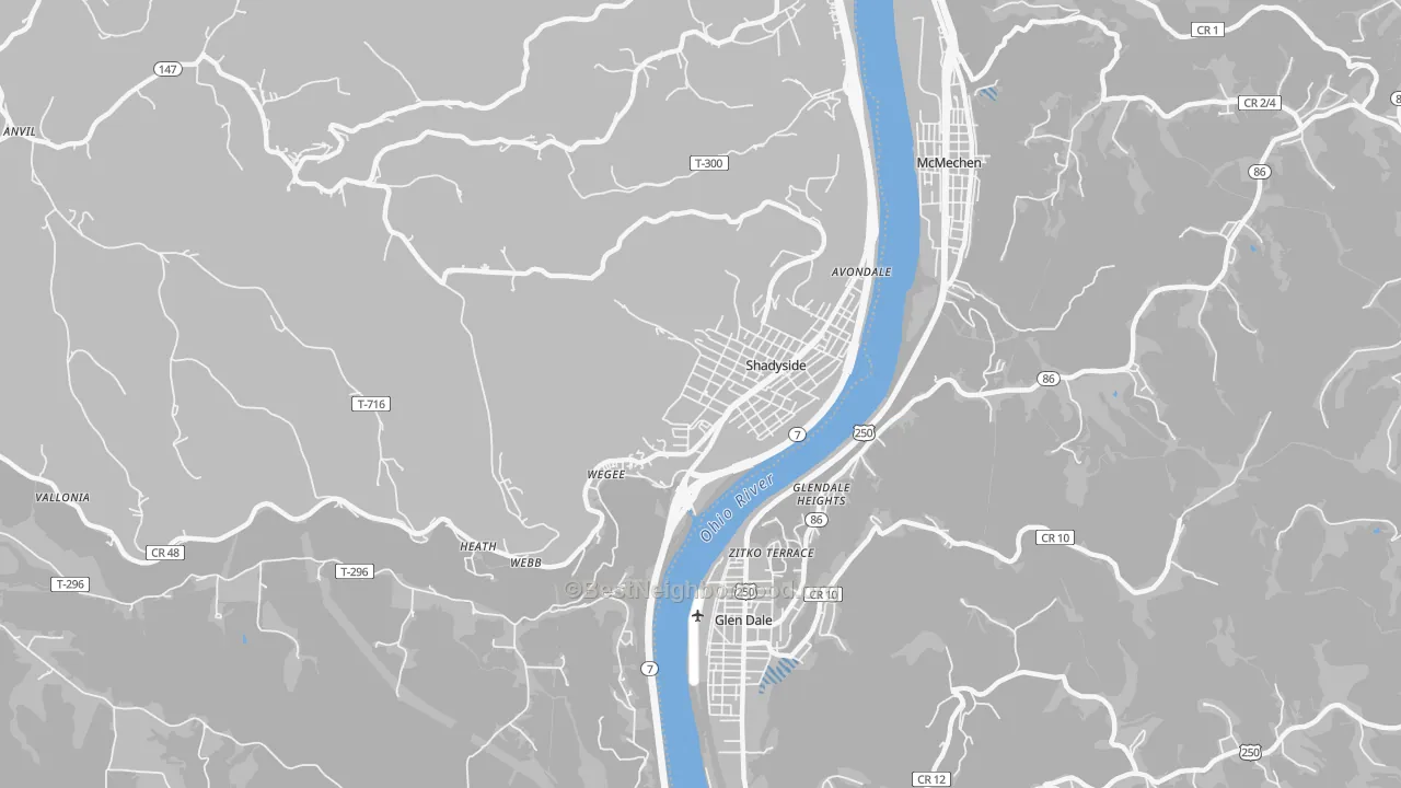Transit Grade map of Shadyside, OH