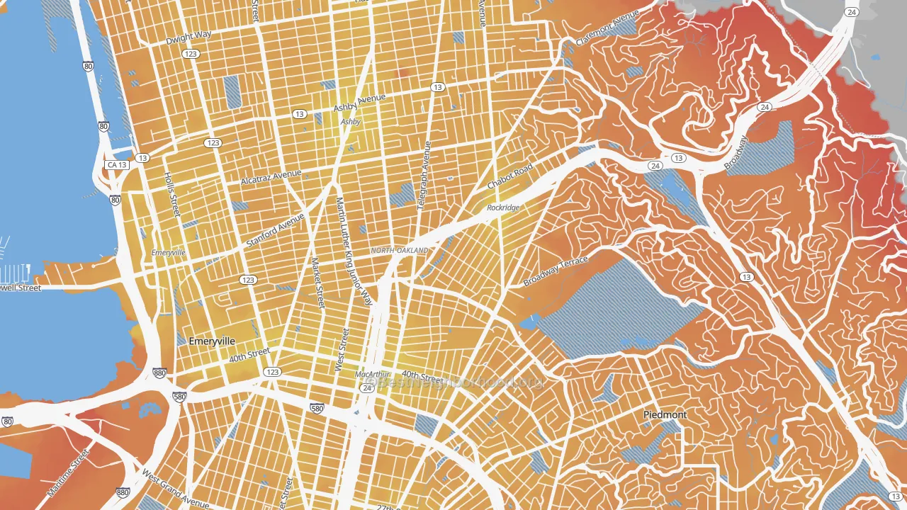 Transit Grade map of Shafter, Oakland, CA