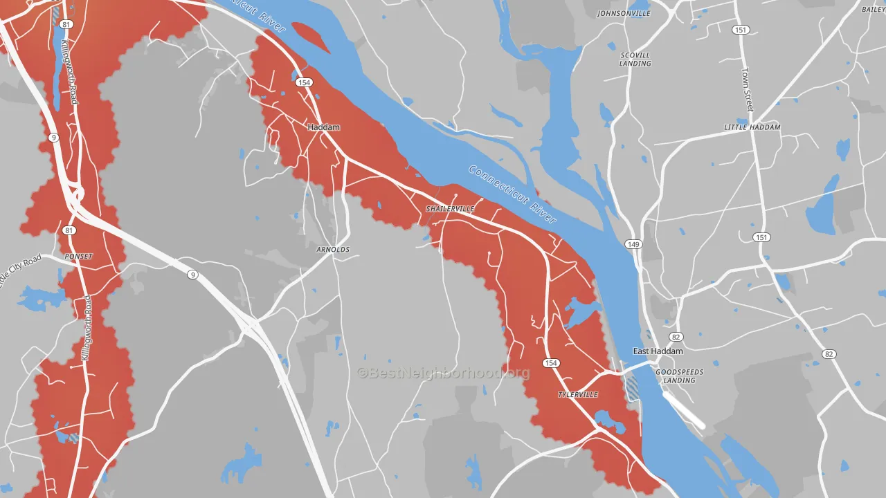 Transit Grade map of Shailerville, CT