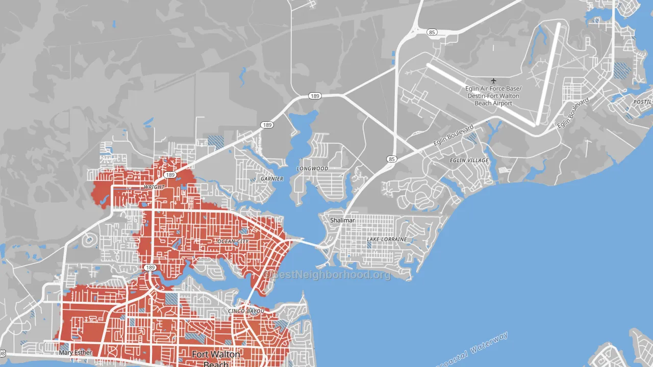 Transit Grade map of Shalimar, FL