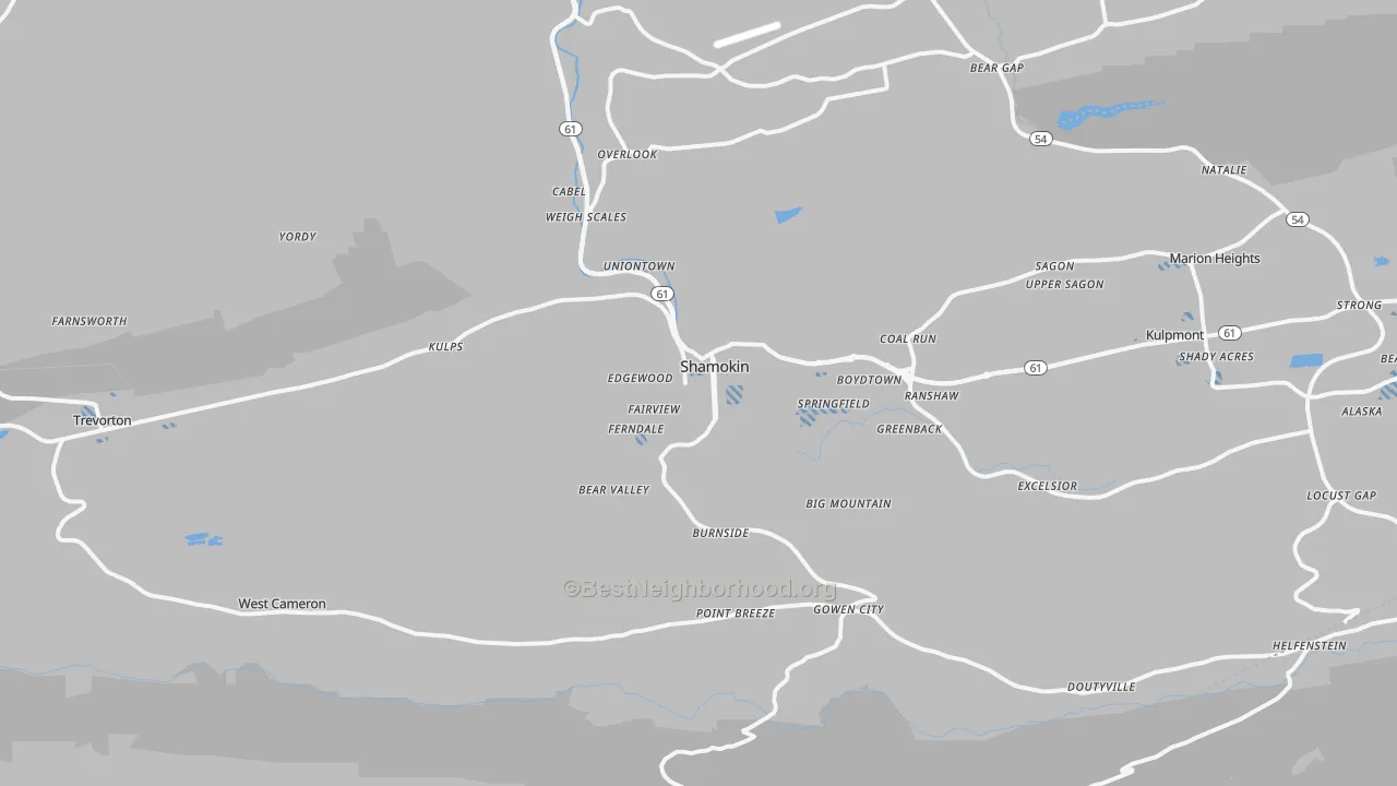 Transit Grade map of Shamokin, PA