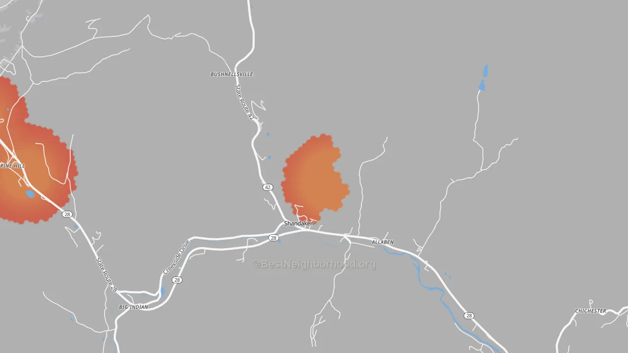 Transit Grade map of Shandaken, NY