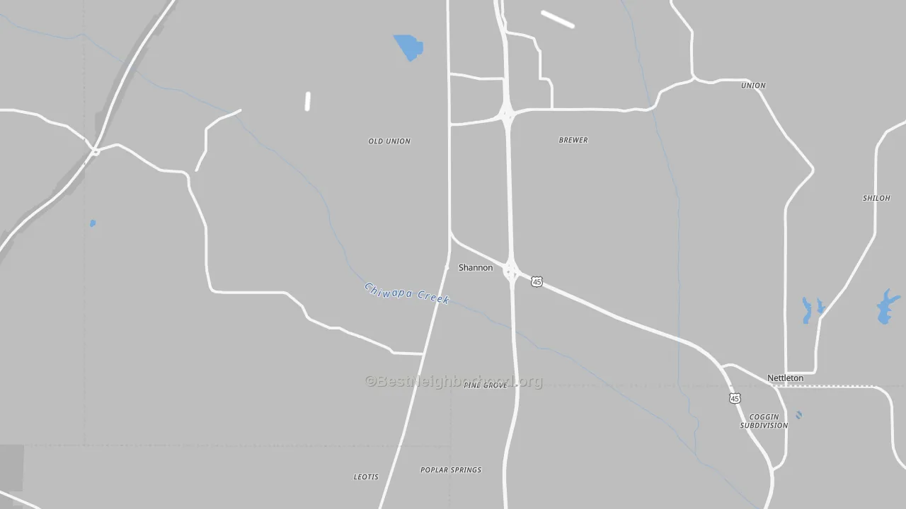 Transit Grade map of Shannon, MS