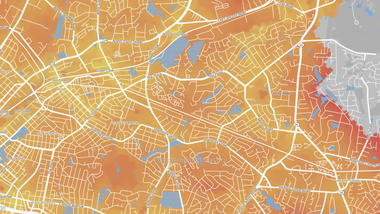 Transit Grade map of Shannon Park, Charlotte, NC