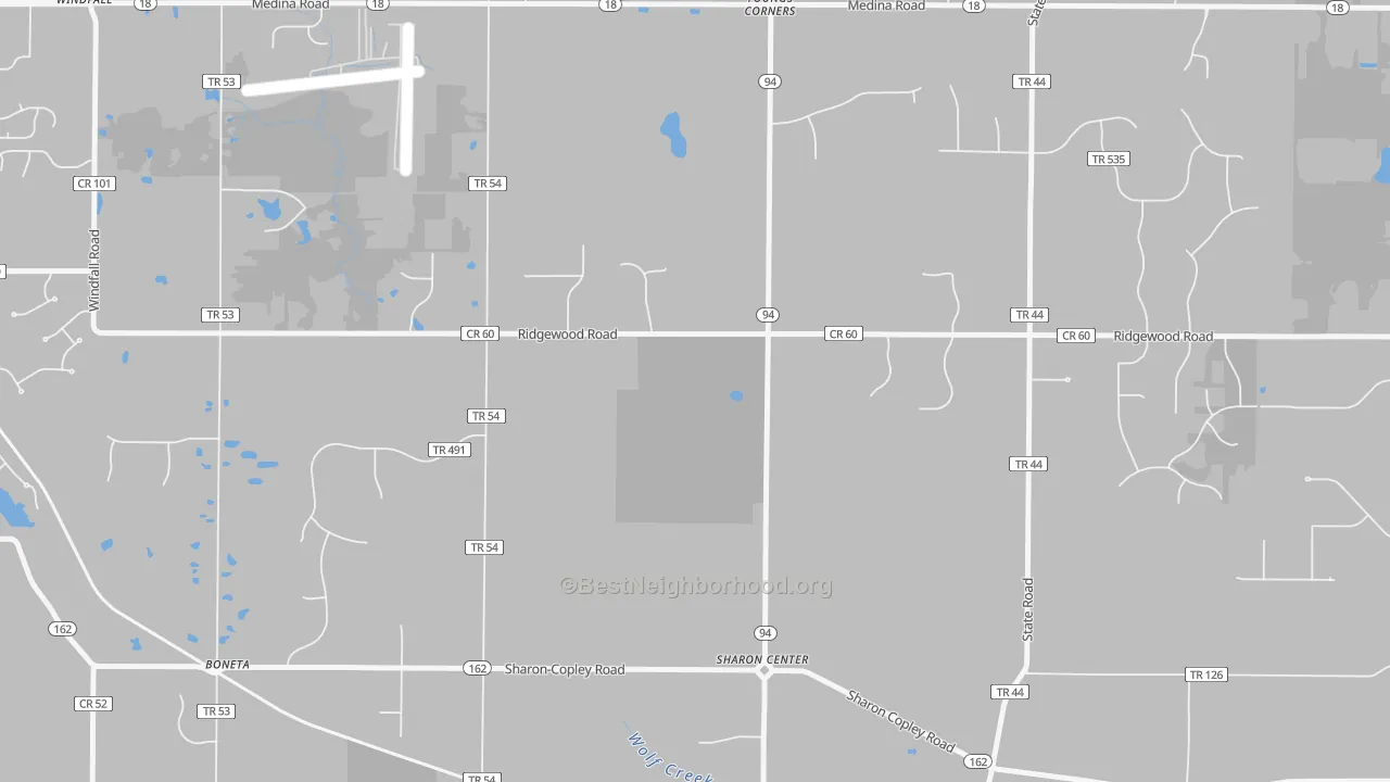 Transit Grade map of Sharon Center, OH
