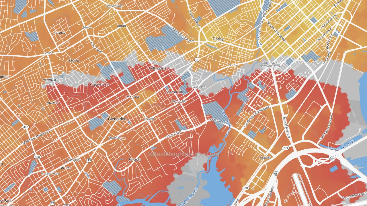 Transit Grade map of Sharon Hill, PA