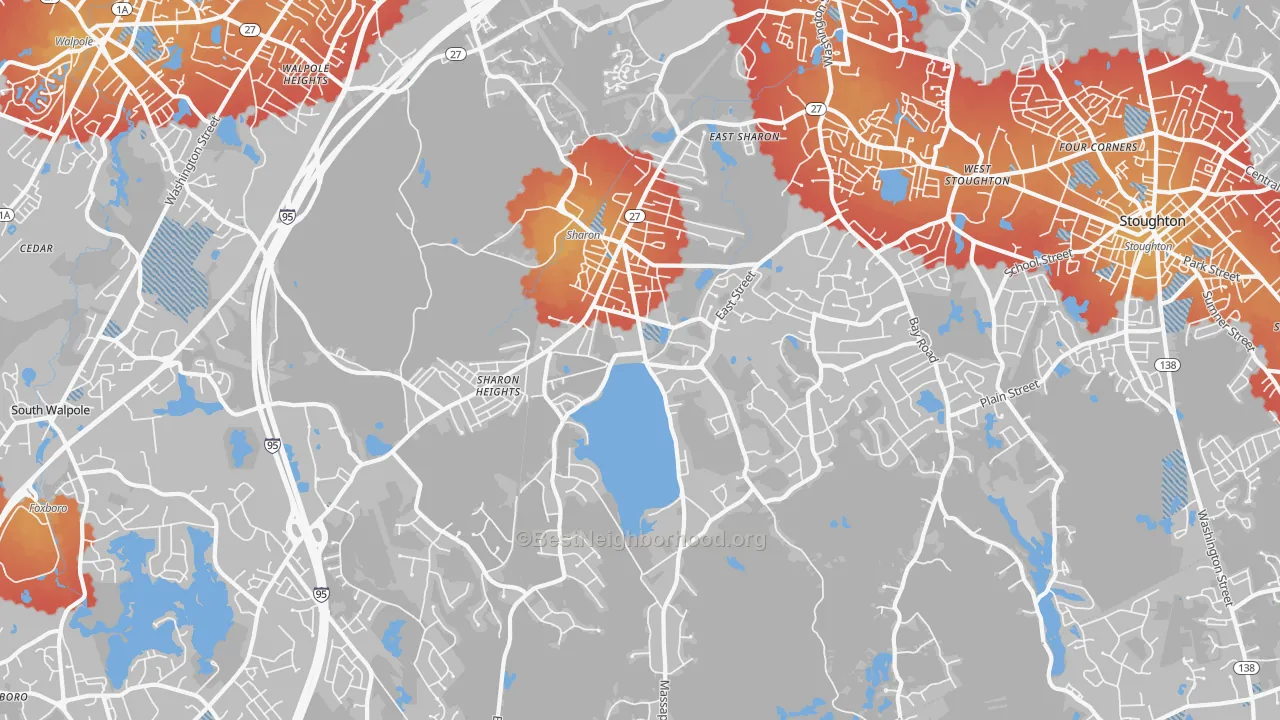 Transit Grade map of Sharon, MA