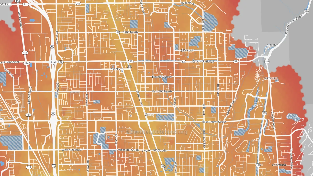 Transit Grade map of Sharon, Orem, UT