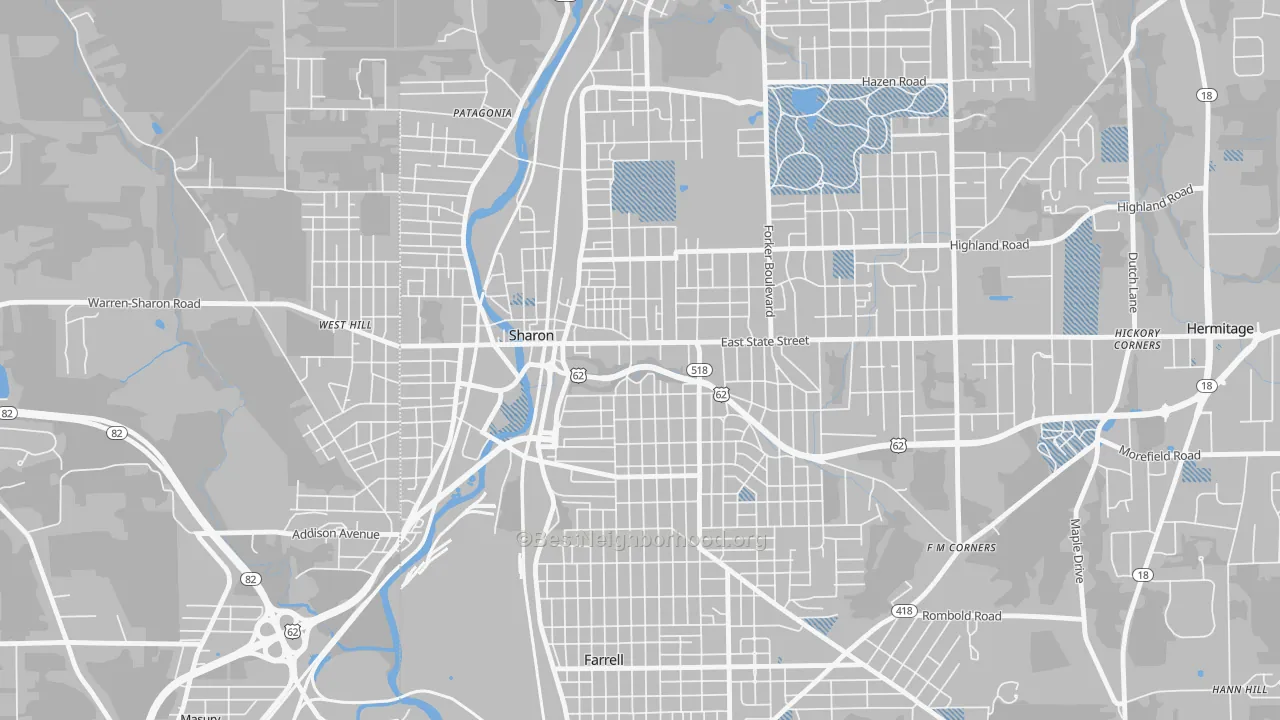 Transit Grade map of Sharon, PA