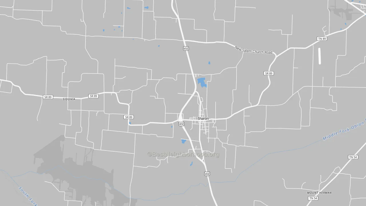 Transit Grade map of Sharon, TN