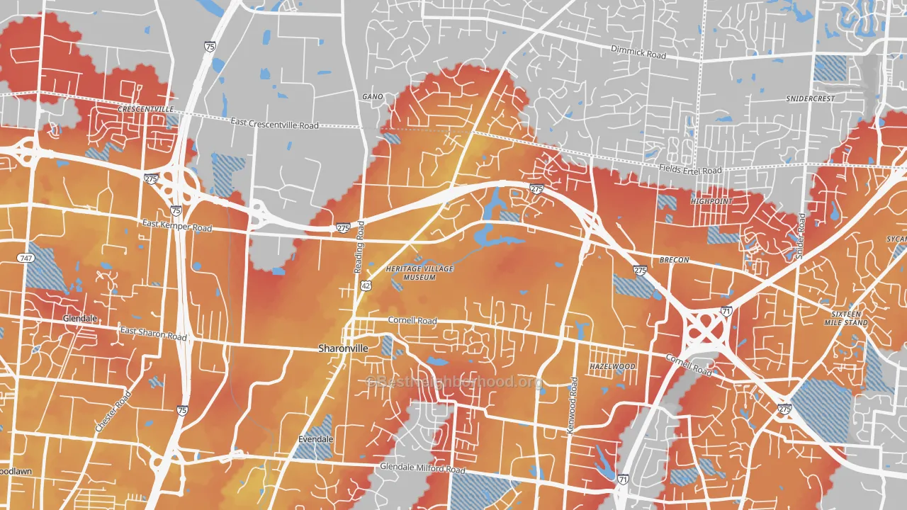 Transit Grade map of Sharonville, OH