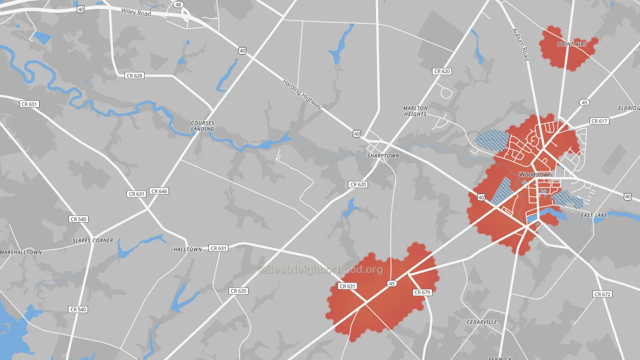 Transit Grade map of Sharptown, NJ