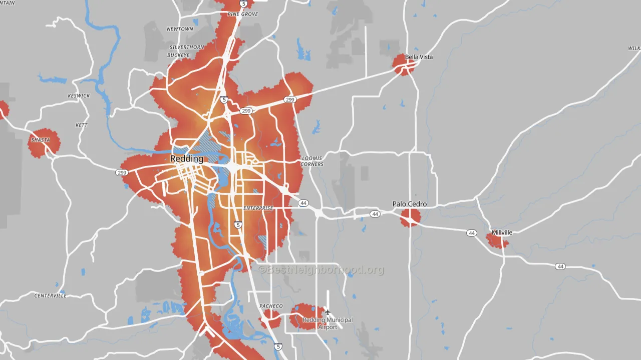 Transit Grade map of Shasta County, CA