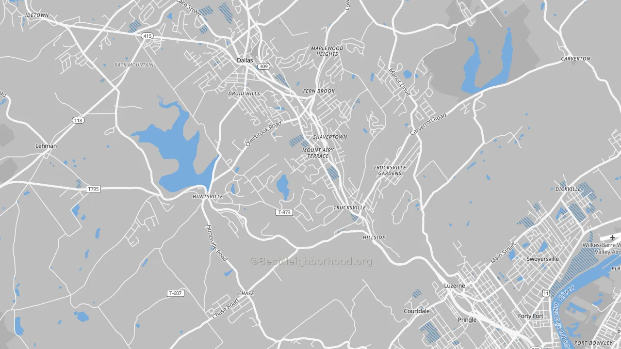 Transit Grade map of Shavertown, PA