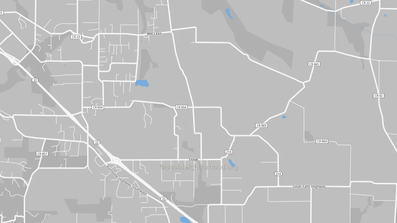 Transit Grade map of Shaw, OR