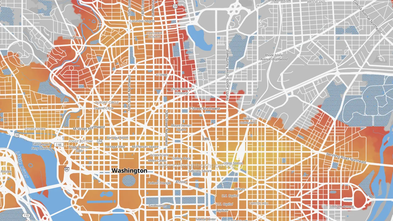 Transit Grade map of Shaw, Washington, DC
