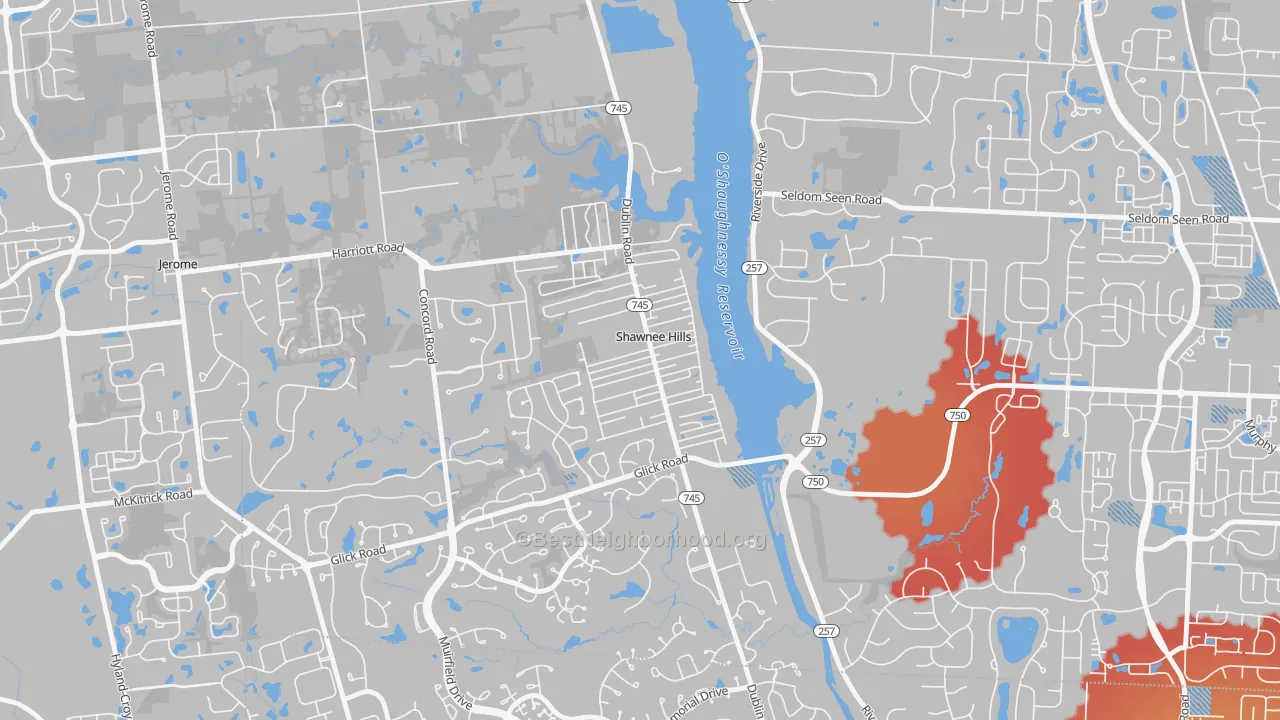 Transit Grade map of Shawnee Hills, OH