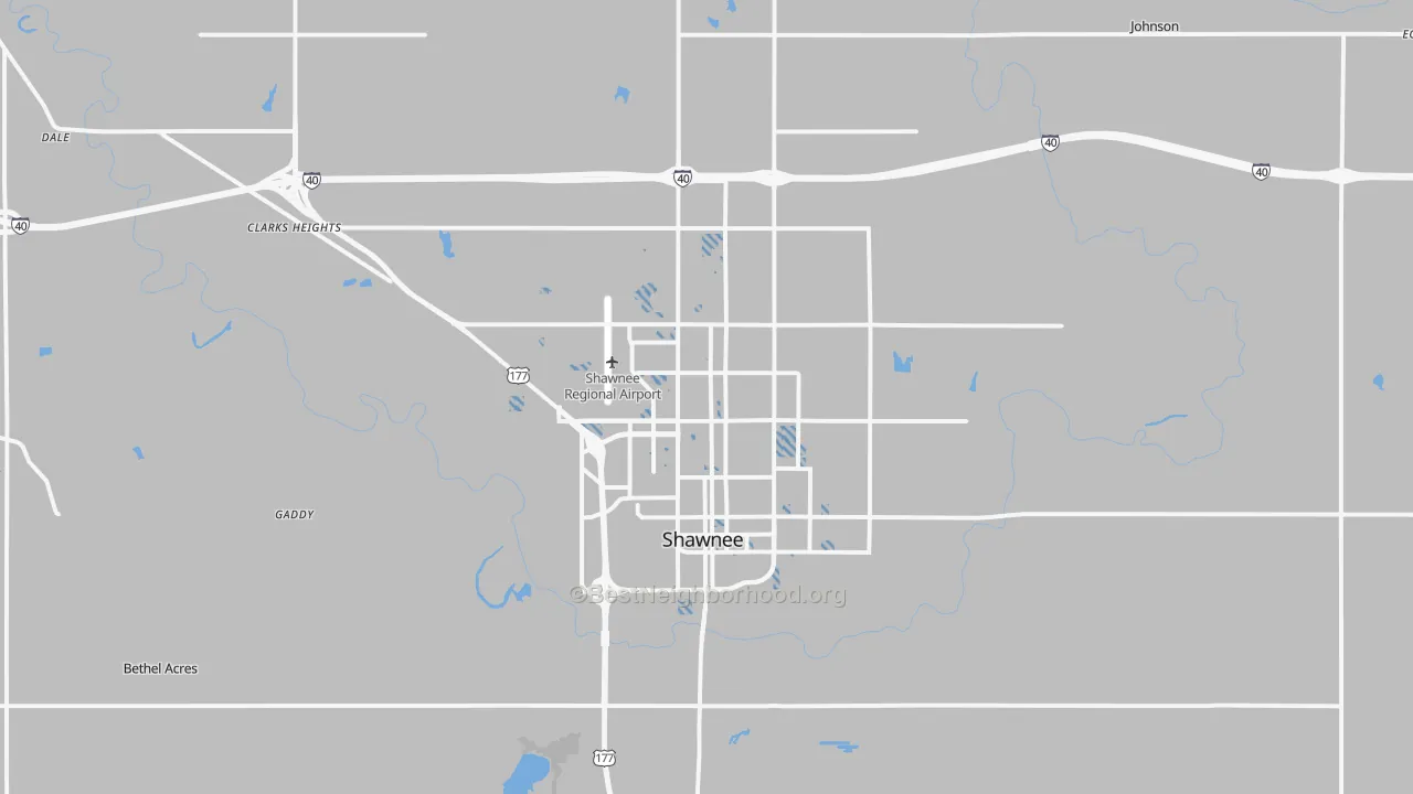 Transit Grade map of Shawnee, OK