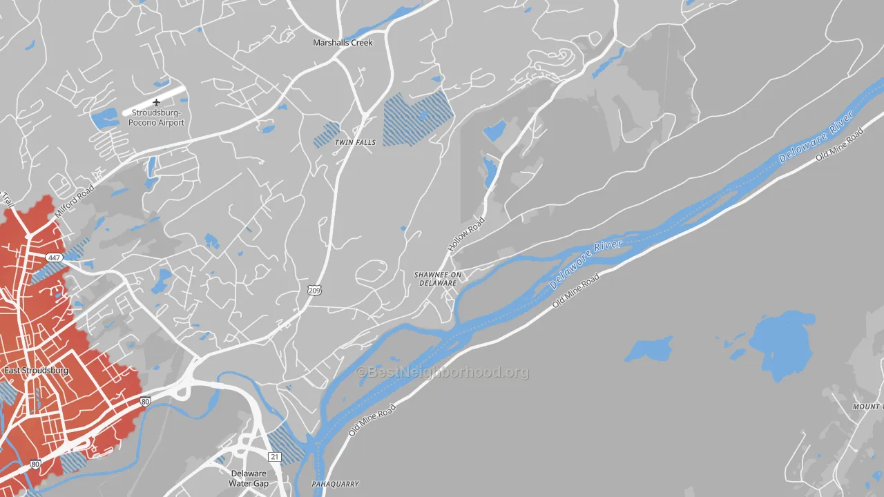 Transit Grade map of Shawnee On Delaware, PA