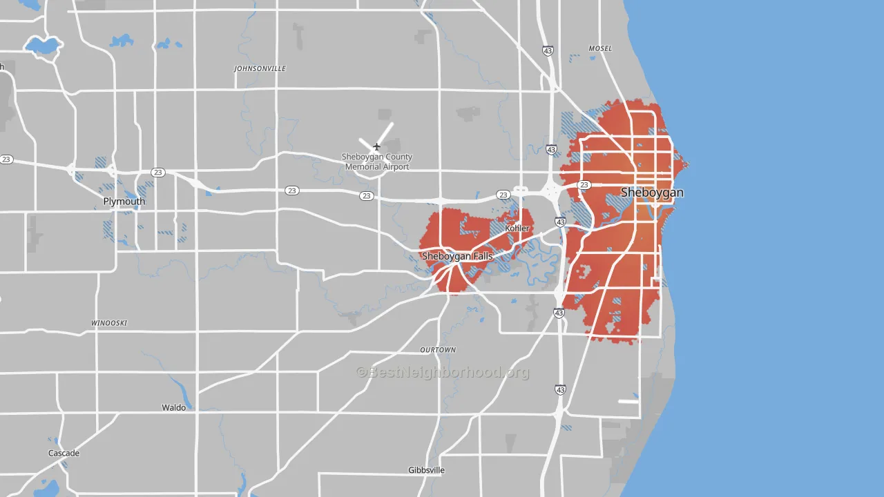 Transit Grade map of Sheboygan County, WI