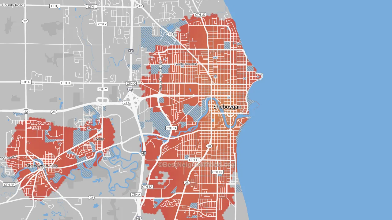 Transit Grade map of Sheboygan, WI