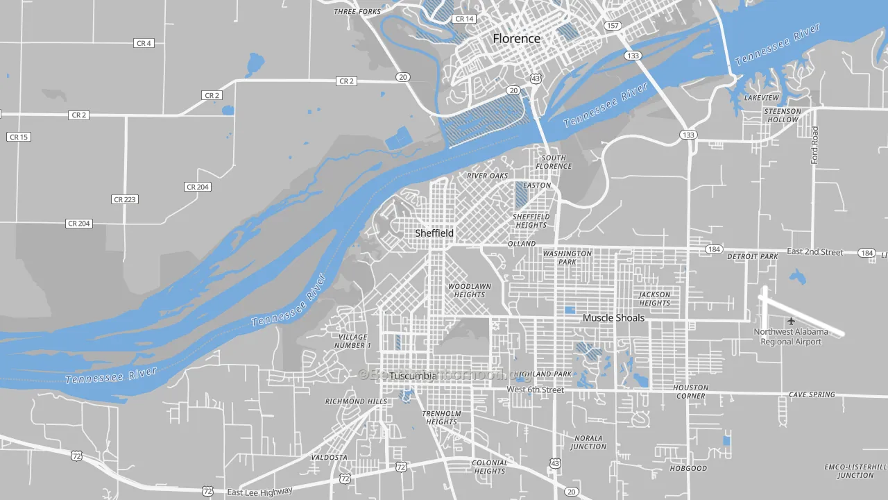 Transit Grade map of Sheffield, AL