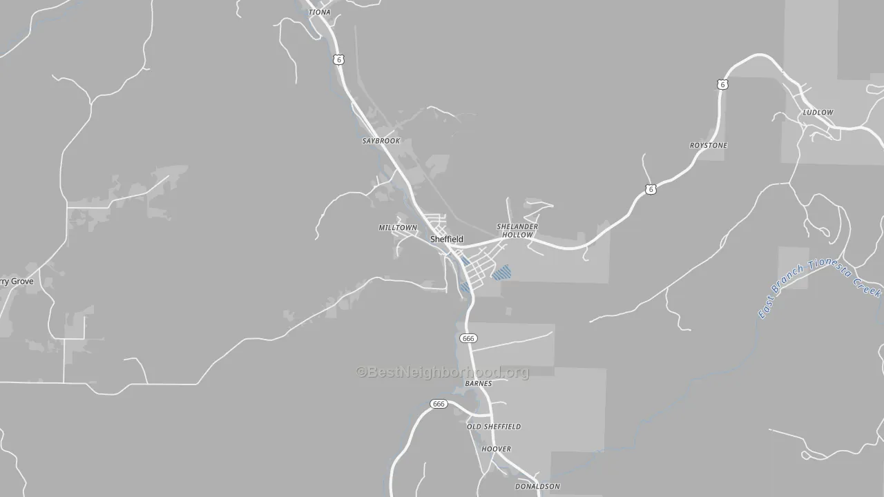 Transit Grade map of Sheffield, PA