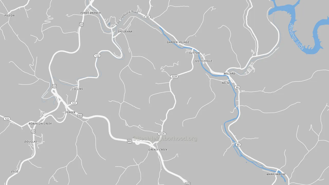 Transit Grade map of Shelbiana, KY