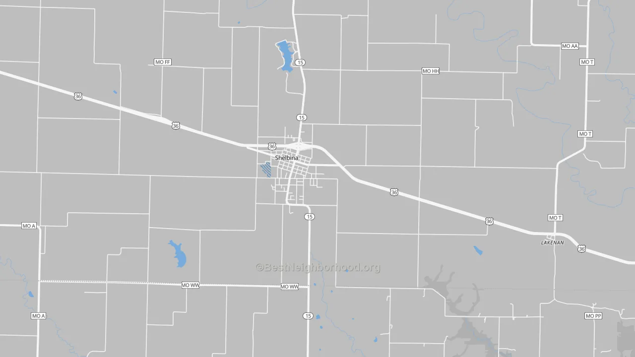 Transit Grade map of Shelbina, MO