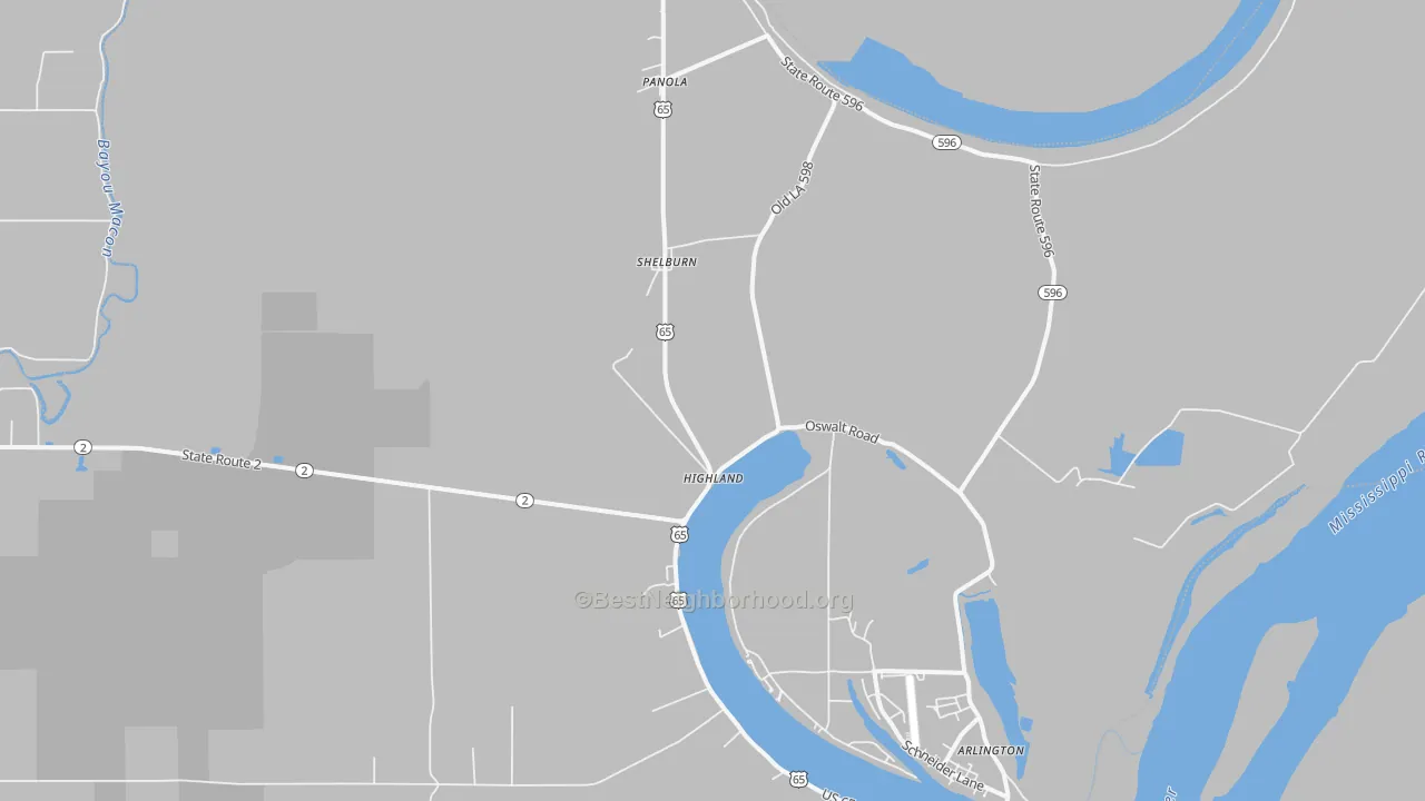 Transit Grade map of Shelburn, LA