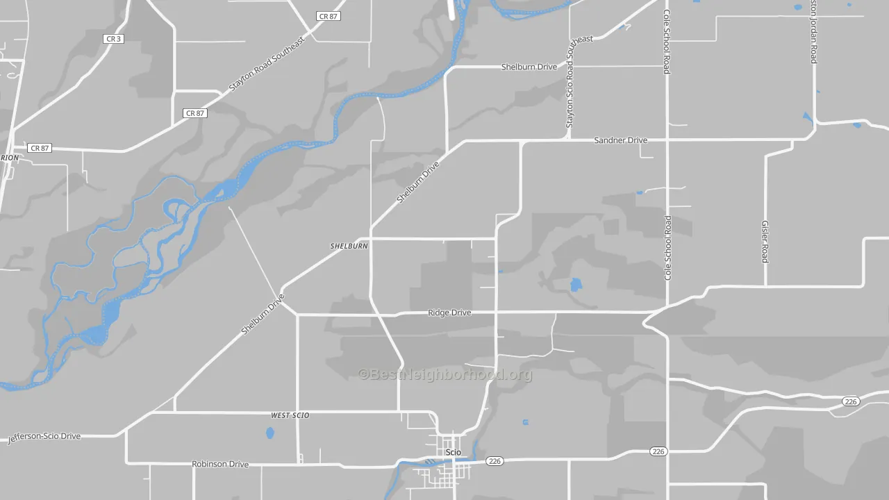 Transit Grade map of Shelburn, OR