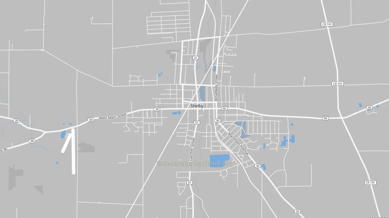 Transit Grade map of Shelby Center Historic District, Shelby, OH