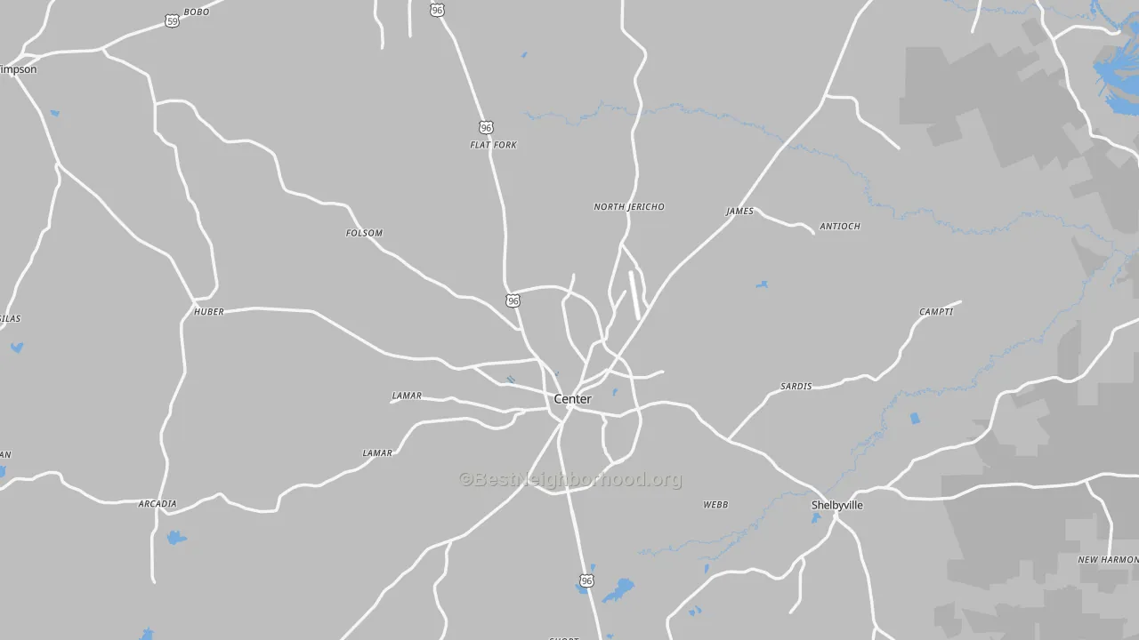Transit Grade map of Shelby County, TX