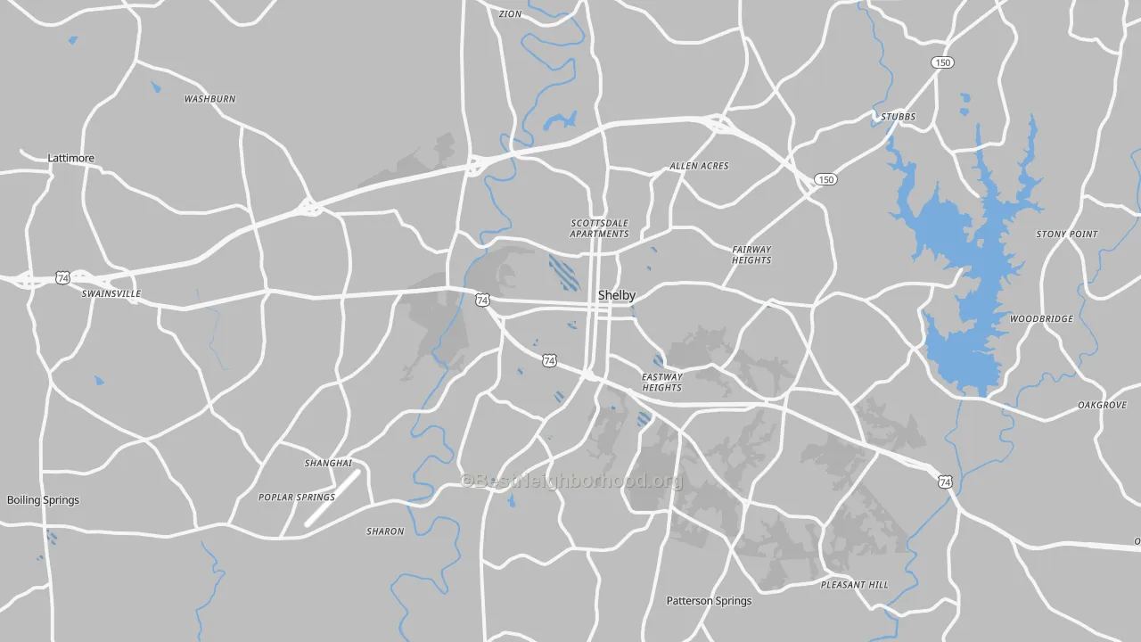 Transit Grade map of Shelby, NC