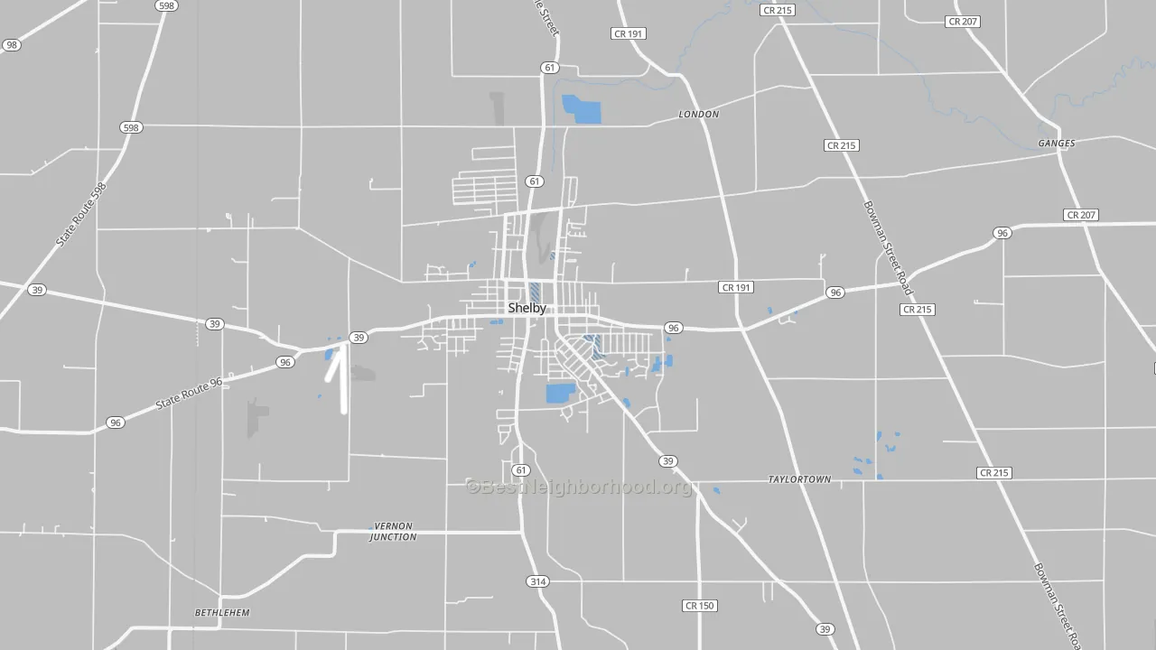 Transit Grade map of Shelby, OH